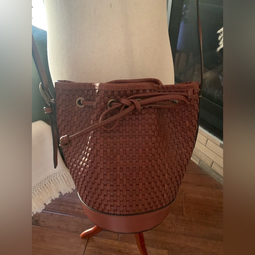 Sezane Farrow Mini Bag woven chocolate heritage leather - sold out rare - Picture 4 of 10